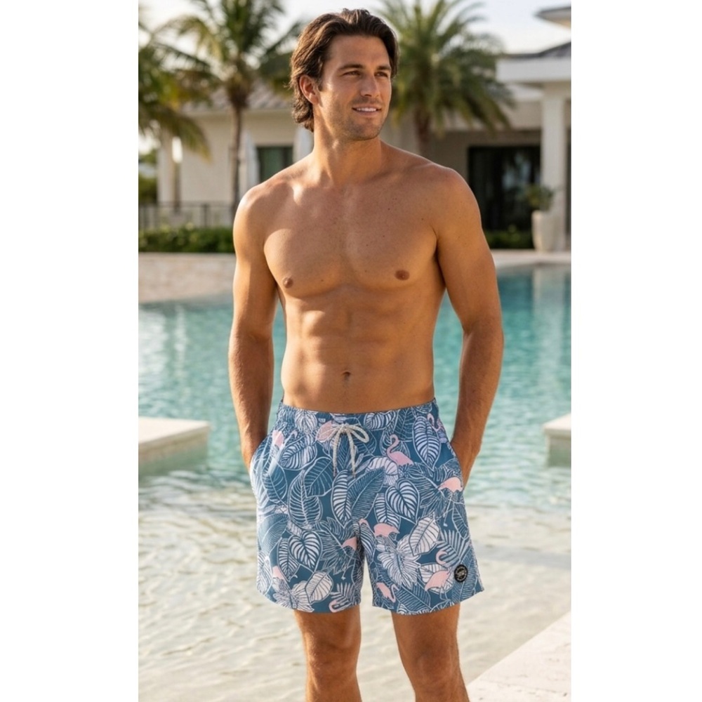Endless Summer Flamingo Print Swim Trunks NWT